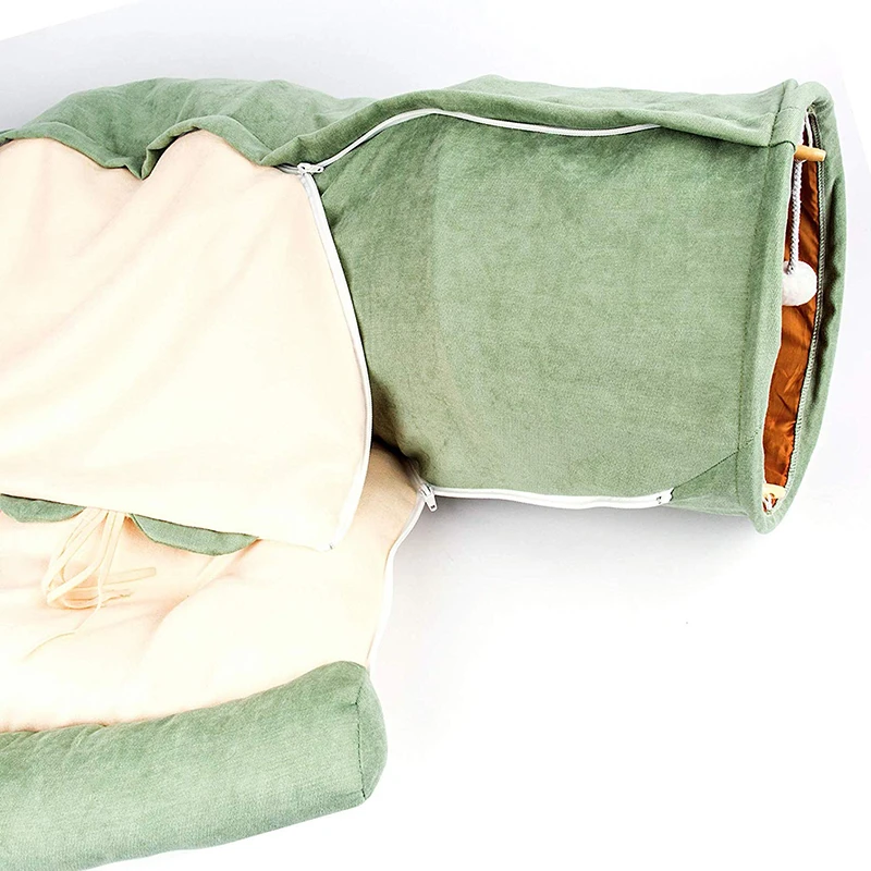 Складная кровать для кошек MESNUG с когтеточным мячом удобная теплая 2 сторонняя