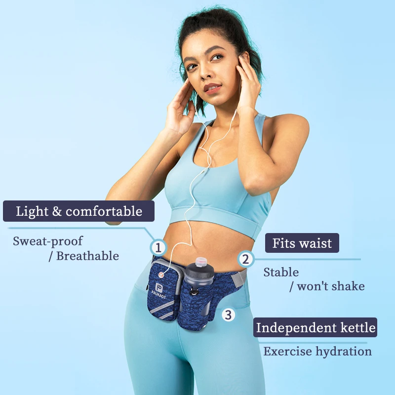 PAUKAOT Women Men Running Belt Bags Sports Runner Bag Jogging Cycling Waist Pack Water Bottle Holder