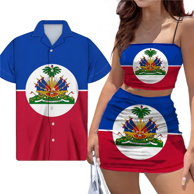 Парные костюмы с флагом Гаити подходящая одежда летний женский сексуальный