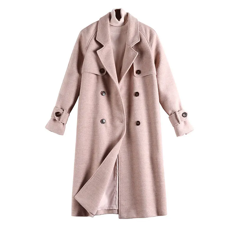 

women's Large 2020 winter wear Korean new woolen coat slightly fat sister m200kg thin coat 8774