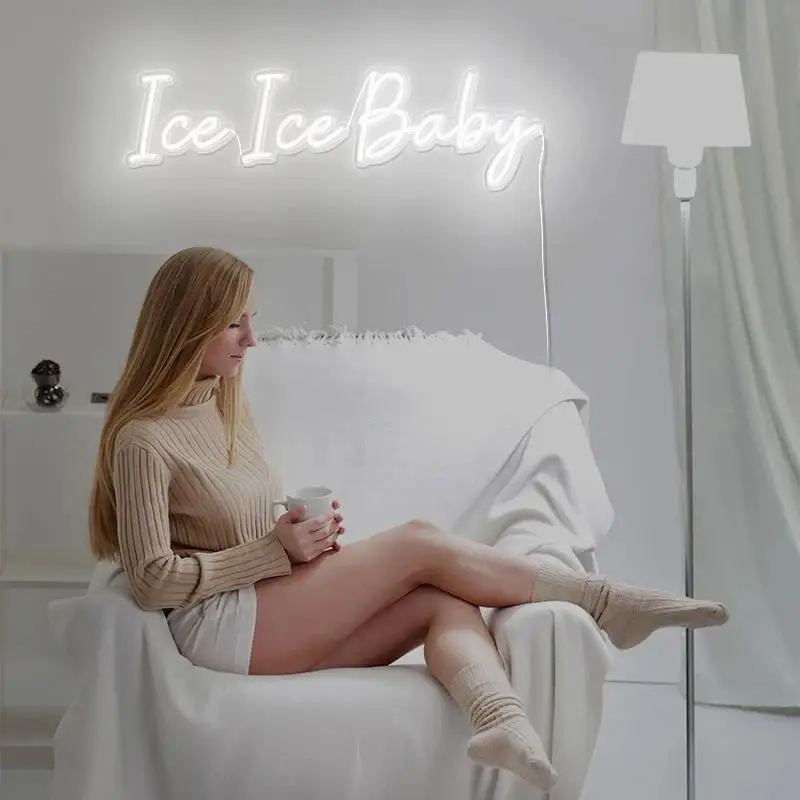 Индивидуальный логотип ice baby 3D Led Flex прозрачная акриловая неоновая вывеска из