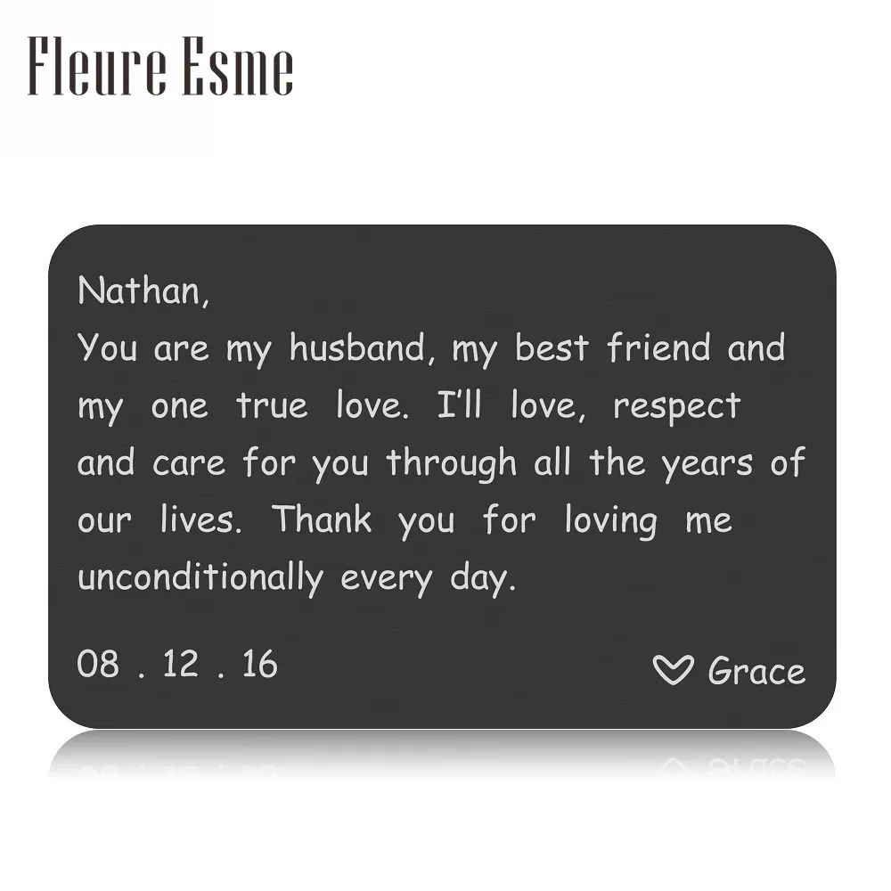 

Engraved Name Date Wallet Insert Card Birthday Valentine Personalized Gift for Men Husband Boyfriend from Girlfriend Wife