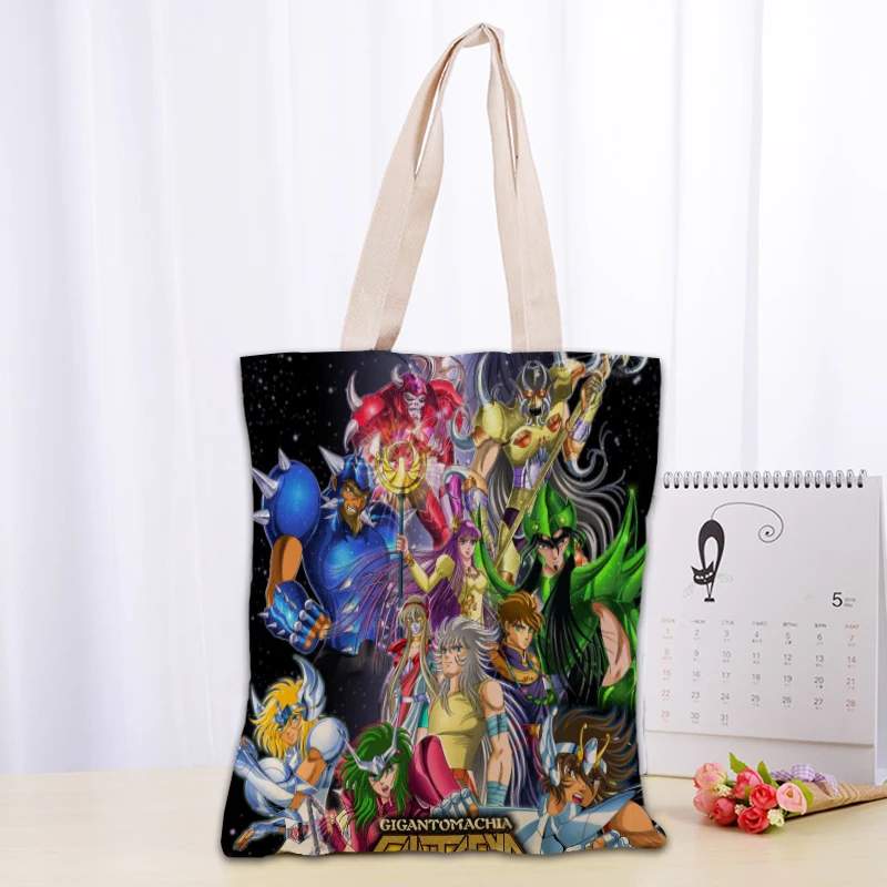 

De Saint Seiya Tote Bag Foldable Shopping Bag Reusable Eco Large Unisex Canvas Fabric Shoulder Bags Tote Grocery Cloth Pouch