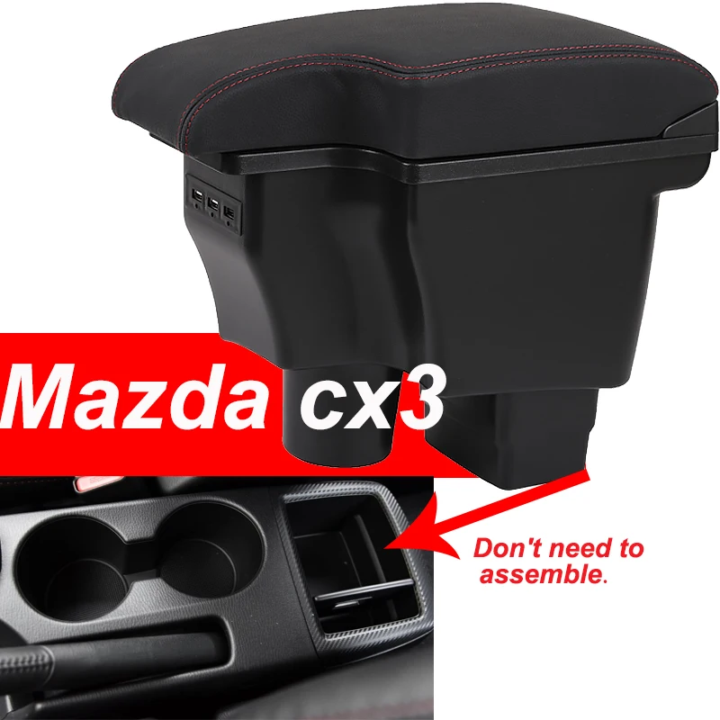 Для Mazda CX-3 подлокотник коробка Mazda 2 Универсальная автомобильная центральная консоль caja Модификация аксессуары двойной приподнятый с USB
