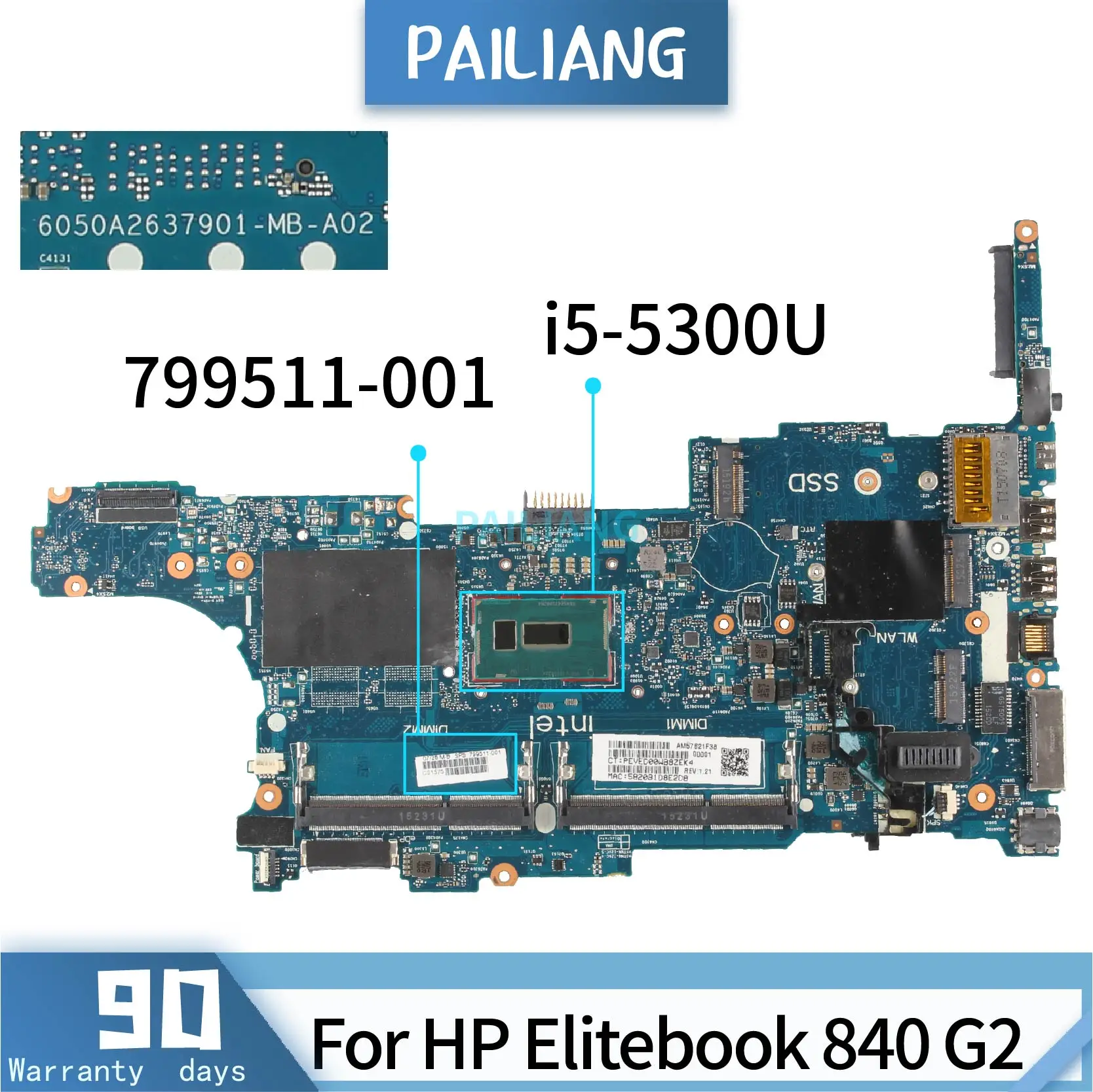 PAILIANG     hp Elitebook 840 G2 799511-001 6050A2637901   SR23X i5-5300U  DDR3