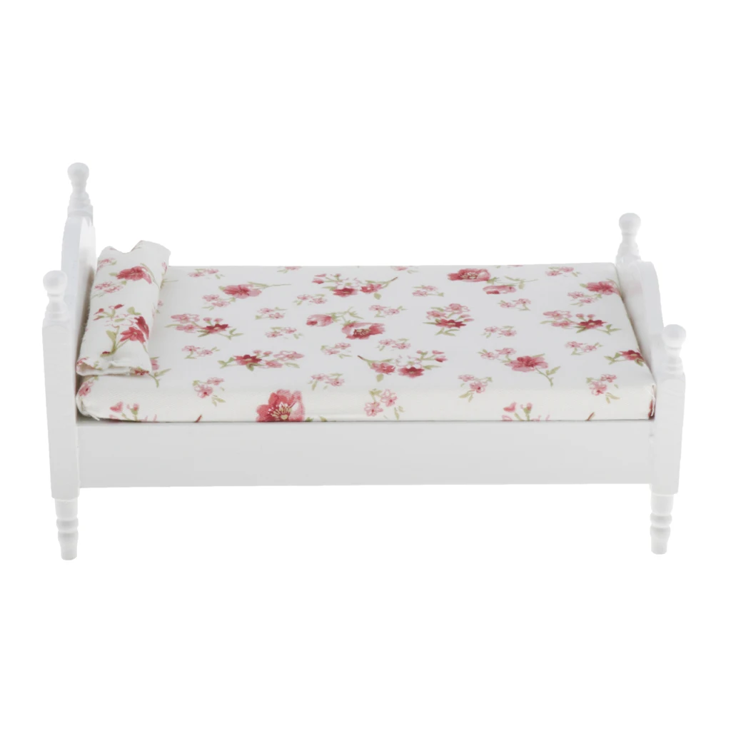 

1:12 Miniature Bed, Floral European Style Bed A Great Addition to Your Dollhouse