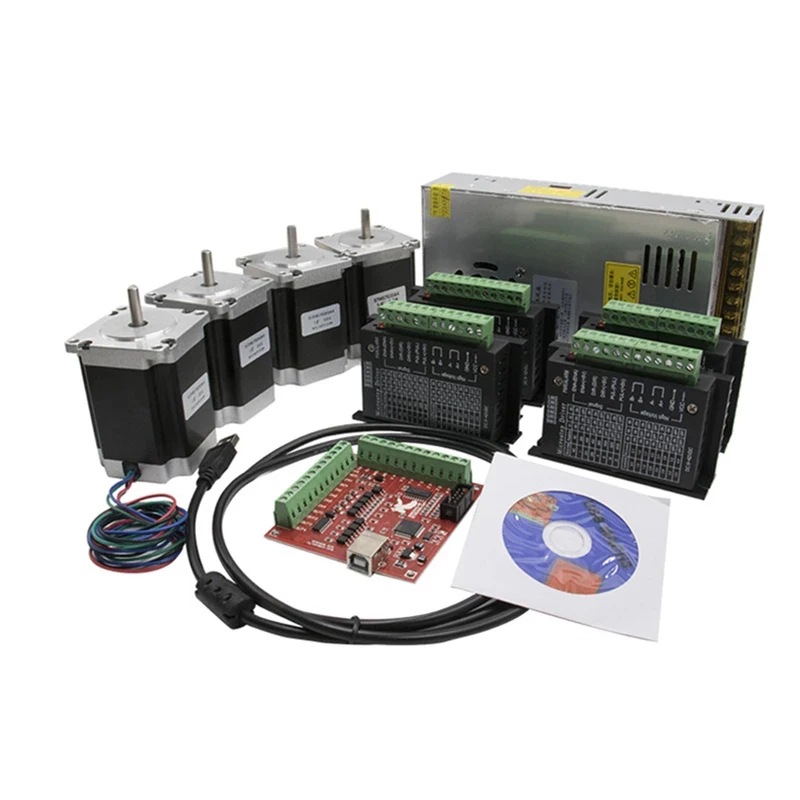 Комплект шагового двигателя по оси 3/4 Nema23 + драйвер TB6600/DM542 плата интерфейса MACH3