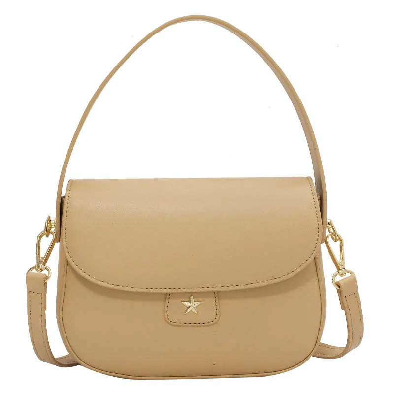 

2021 Summer New Simple Shoulder Bags Fashion Ladies Solid Color Saddle Bag High Quality PU Leather Casual Messenger Bags Purse