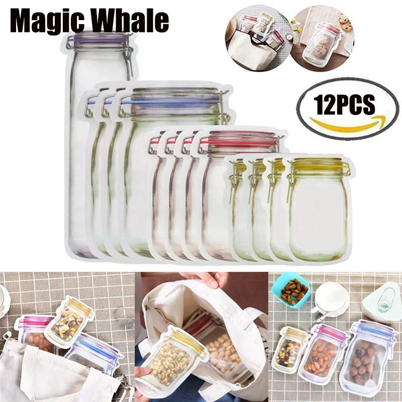 12 шт Мейсон бутылки узор сумки для хранения кухня еда заставка Orgainzer сухофрукты