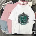 Футболка женская с принтом фильма Slytherin, уличная одежда в стиле Харадзюку, Белый Топ, модная рубашка, лето 2021