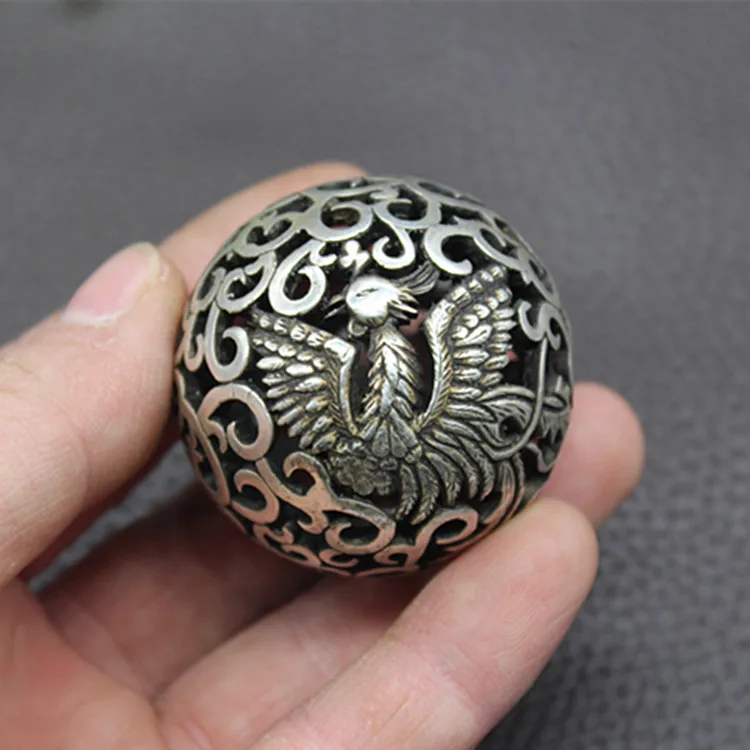 

Старый китайское тибетское серебро драконов и phoenixes гандбол круглый шар