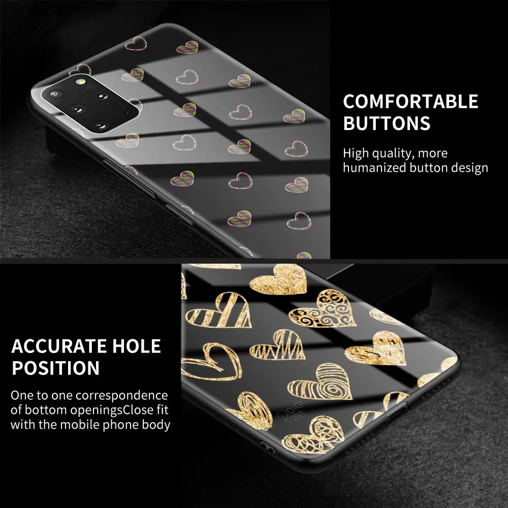 glass case for samsung galaxy s20 fe s10 s9 s8 plus note 20 ultra 10 lite 9 8 phone cover shell cute love heart fashion capa free global shipping