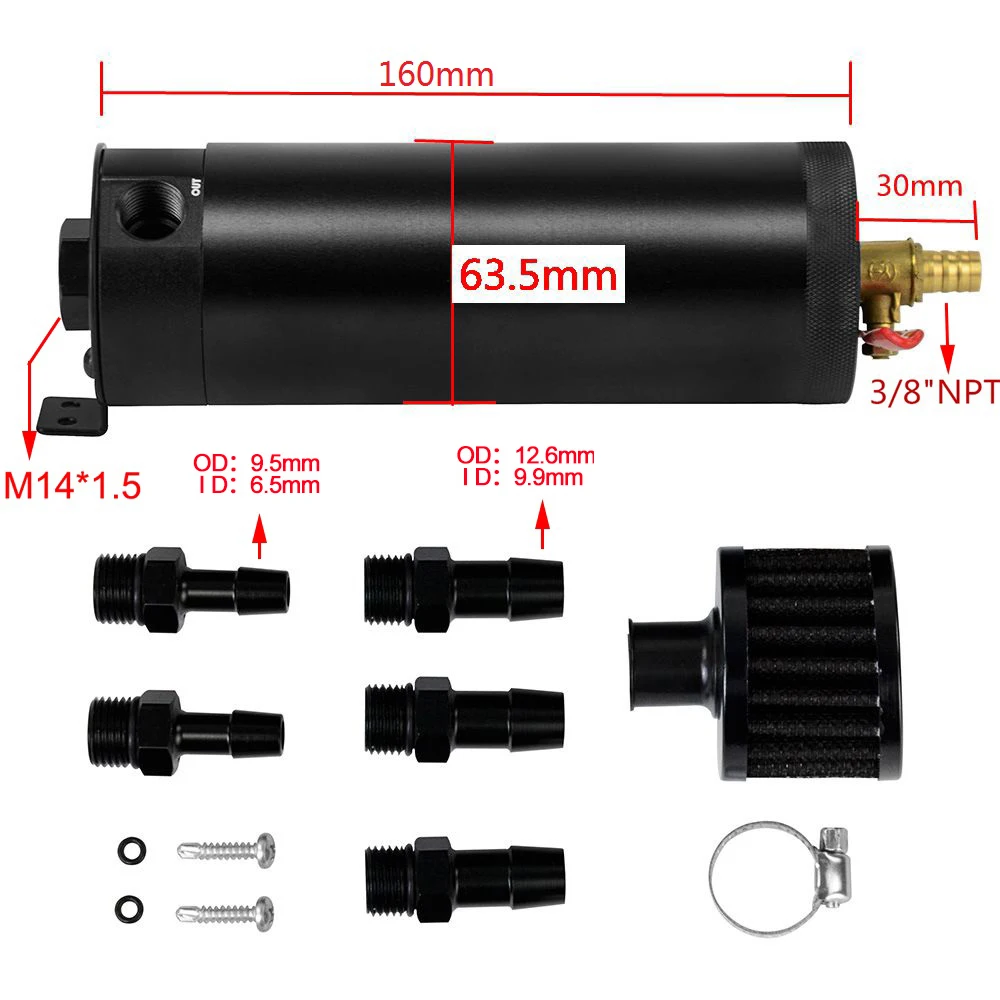 LZONE Универсальный алюминиевый баллон с 2 портами масляный бак фильтром для