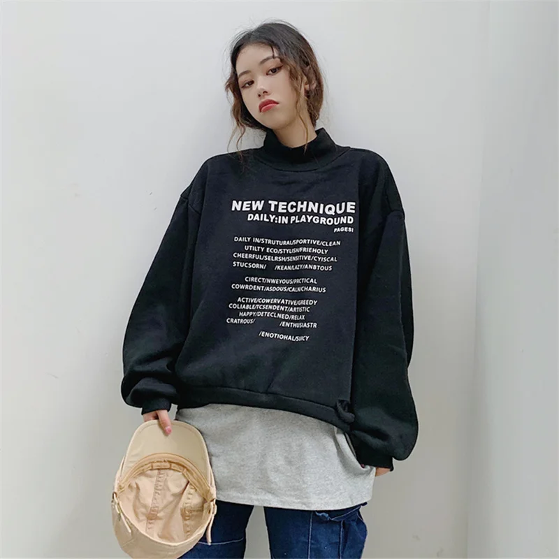 

Real Shot Autumn/winter Sweater Women's Fleece-lined Hollow Fake Two Pieces.