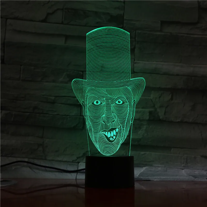 

Creative 3D Led Night Lamp The Clown Desgin Table Lamp USB Light With 7 Colors Changing Illusion Party Light Home Decor 1338
