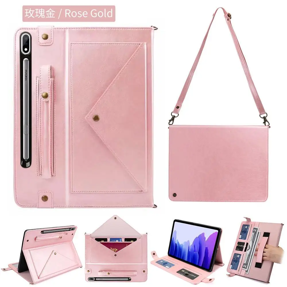 

Case For Samsung Galaxy Tab S7 SM-T870 T875 T876 11 2020 Cover With Pencil Holder Wallet Card Multifunction Bags & Neck Strap