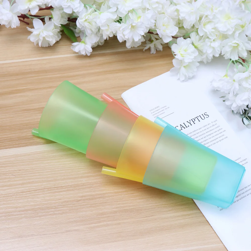 4PC Candy Color Sippy Cups Water Practical Large Capacity Straw for Children Kids Random | Мать и ребенок