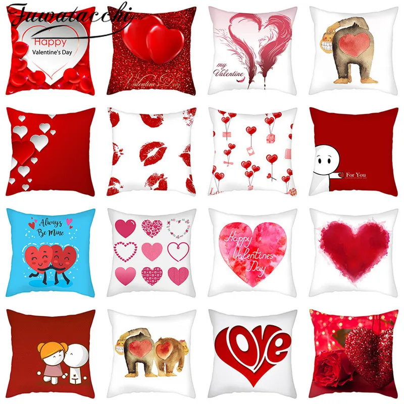 Fuwatacchi Red Sweetheart Love Printed Pillow Case Heart Picture Cushion Cover Decorative For Home Sofa Accessories | Дом и сад