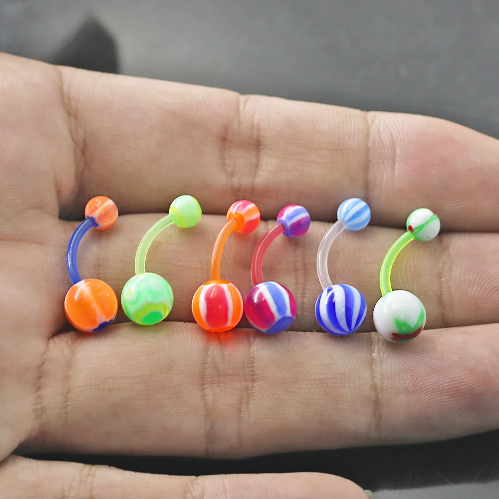 10 шт./лот пирсинг Хирургическая сталь один с украшением в виде кристаллов со