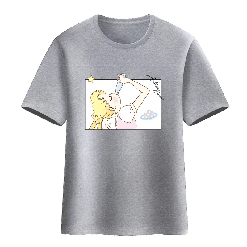 

Sailor Moon T-shirt anime two-dimensional male and female couples student summer print Loose cotton short-sleeved tshirt women