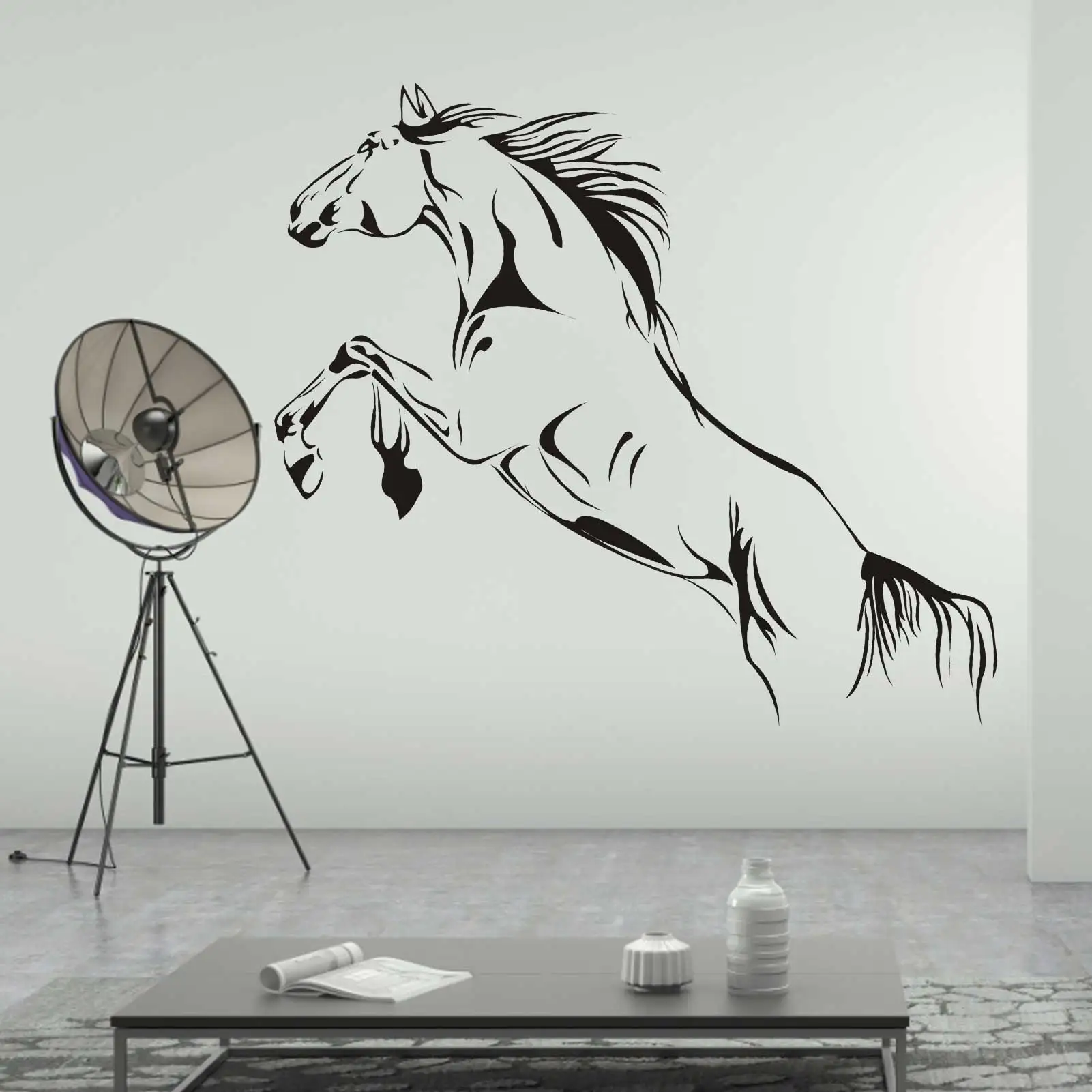 

Prancing Horse Wall Sticker PVC Wall Decals Room Decoration Indoor Meeting Room Glass Living Room decals 92X41cm Wall Stickers
