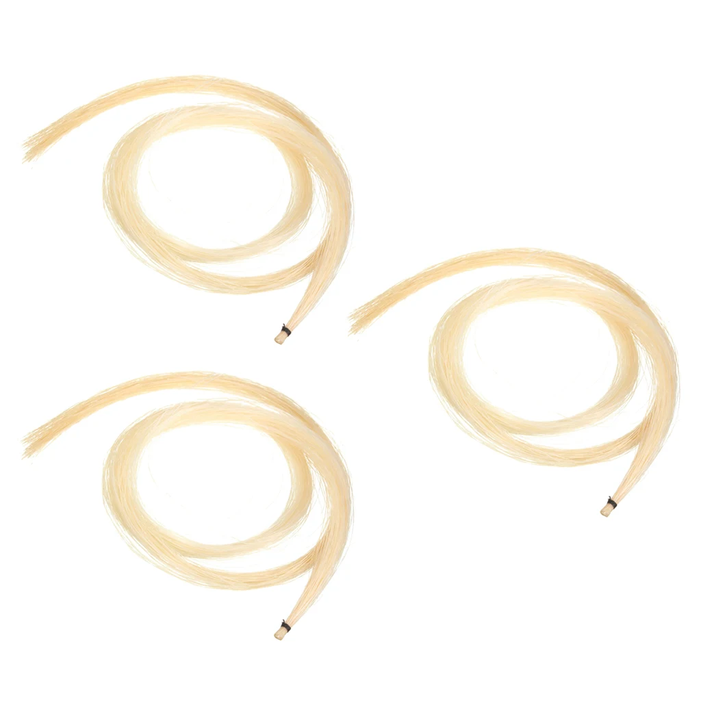 

High Quality White Mongolian Horse Stallion Violin Viola Cello Bow Parts 30'' 3 Hank