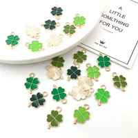 10pcslot 4 colors new fashion enamel gold plated four leaf clover charms for diy bracelet jewelry making findings accessories