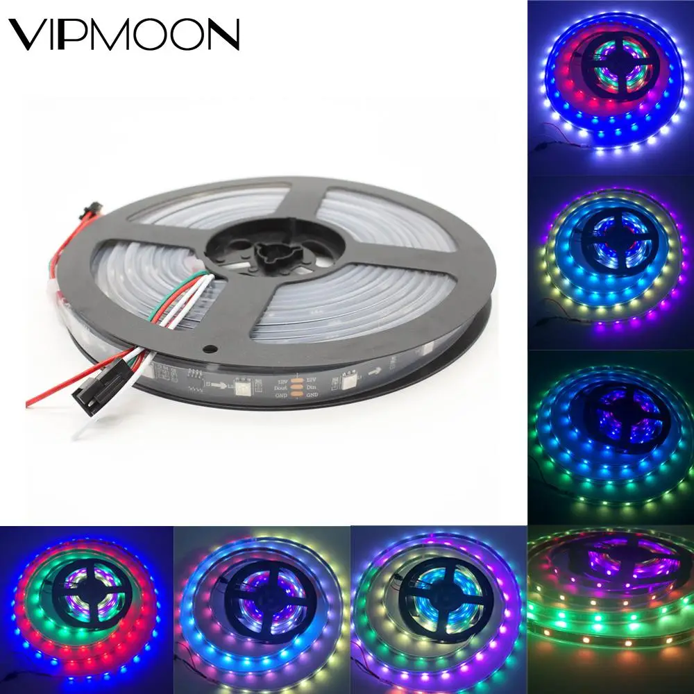 

5m/rolls DC12V WS2811 led Pixels Programmable led strip 30leds/m,ws2811IC 5050 RGB SMD White/Black PCB led strip light