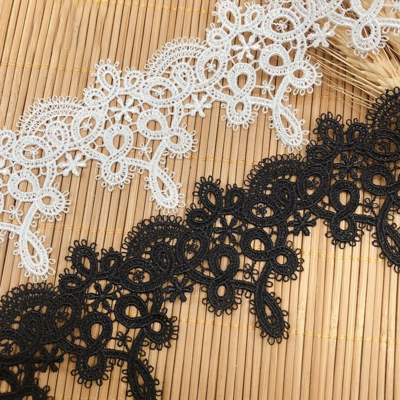 

14yards width 6.6cm black polyester light bar code lace embroidery lace water soluble fabric tassel lace Dress accessories DIY