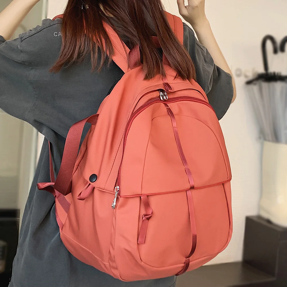 

Fashion Female Solid Color Kawaii Backpack Girl College Bag Nylon Travel Lady Laptop Cool Student Backpack Cute Women School Bag