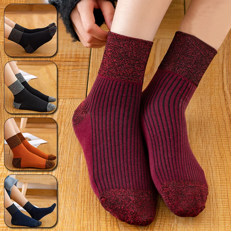 

Retro Elegant Women Glitter Gold Silver Casual Socks Spring Summer Fashion Bling Ladies Female Patchwork Cotton Thin Socks