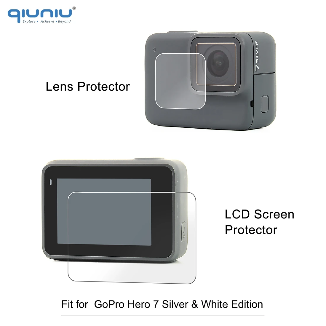 QIUNIU ультратонкая Защитная пленка для HD ЖК экрана + объектива GoPro Hero 5/6/7 черная Go Pro 7