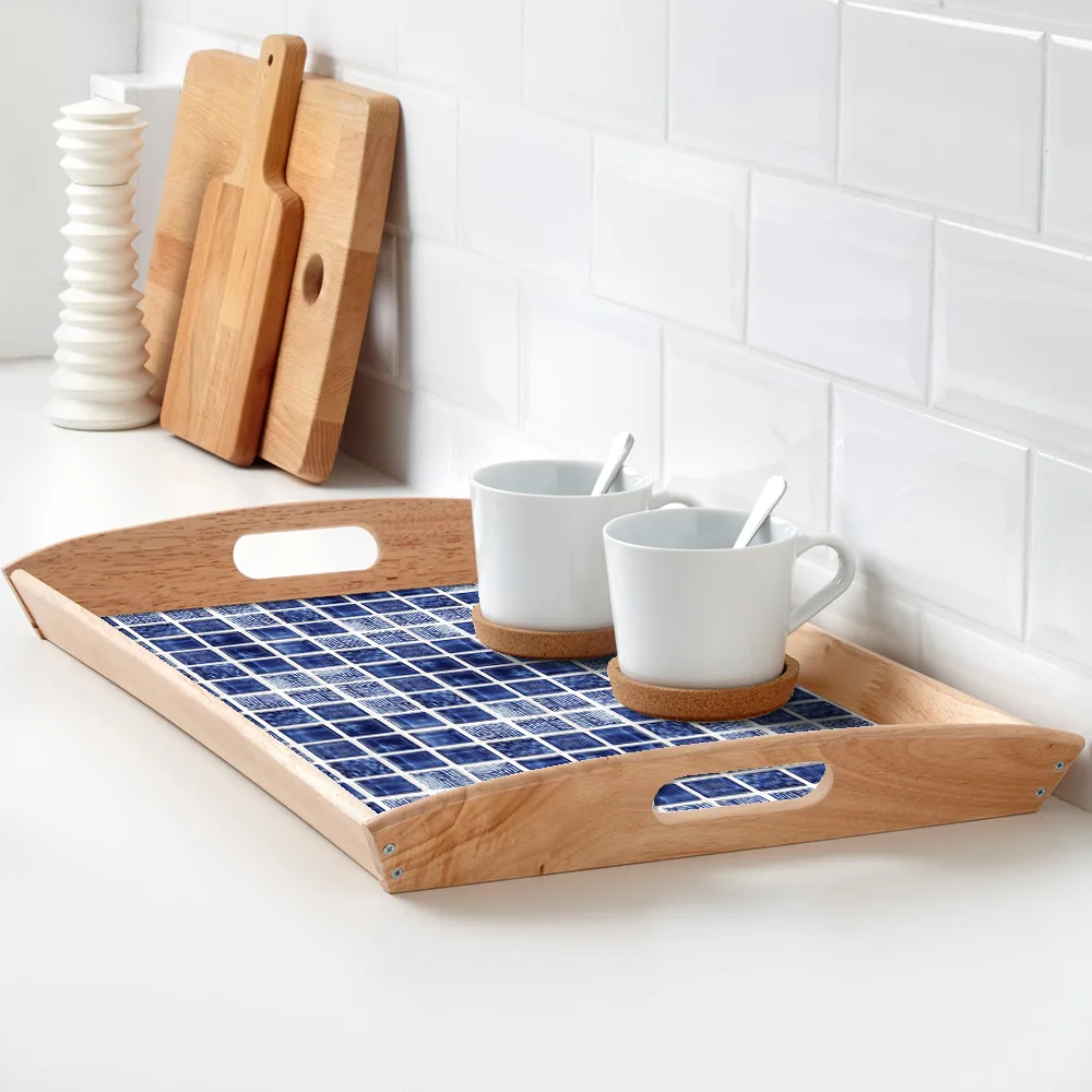 18 шт./лот 3d-стикер для настенной плитки из синего стекла мозаика | Дом и сад