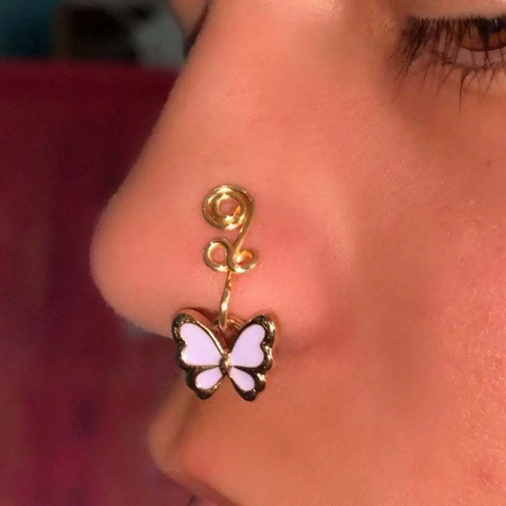 

Fashion Jewelry African Nose Cuff Butterfly Fake Nose Ring Non Piercing Clip on Nose Rings for Women Girls Fake Nose Ring