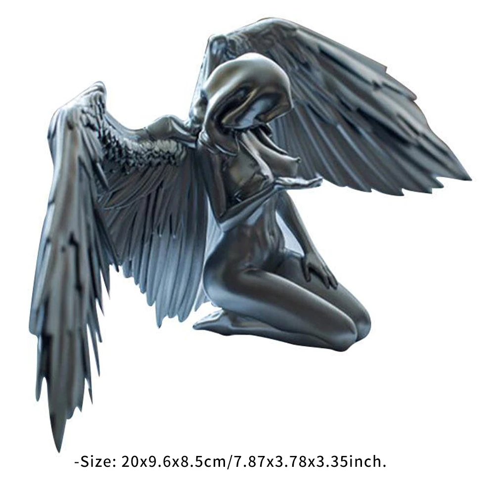 

Desktop Resin Ornament Woman Angel Wings Kneeling Sculpture Table Statue Decoration Home Office Bar Desktop Ornament