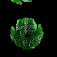 natural green double sided carved goldfish pendant fashion boutique jewelry men and women models have fish necklaces every year