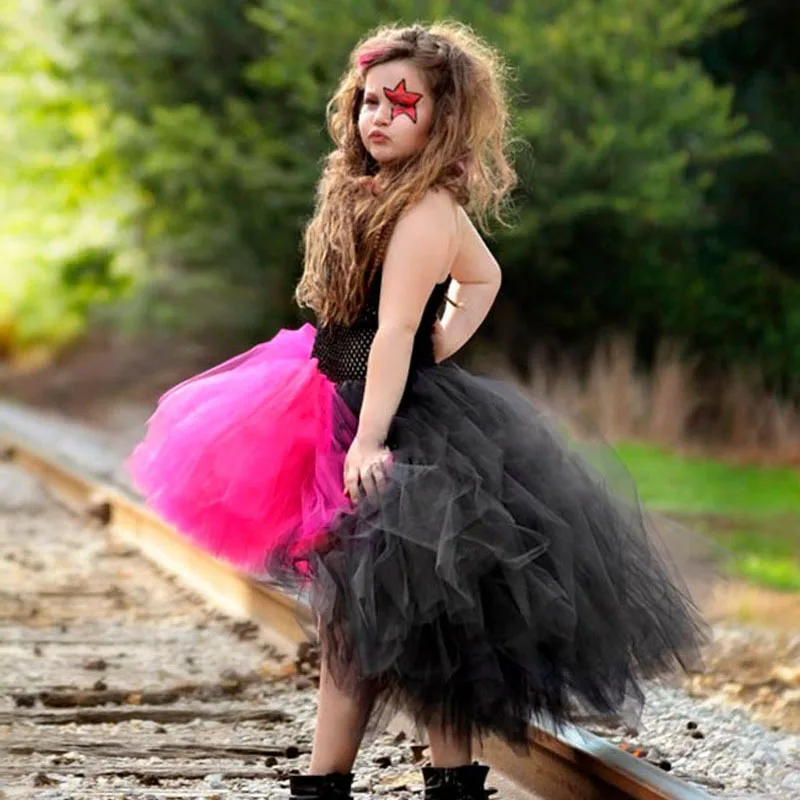 Кружевное платье-пачка для девочек на Хэллоуин сетчатая юбка детское подиумное