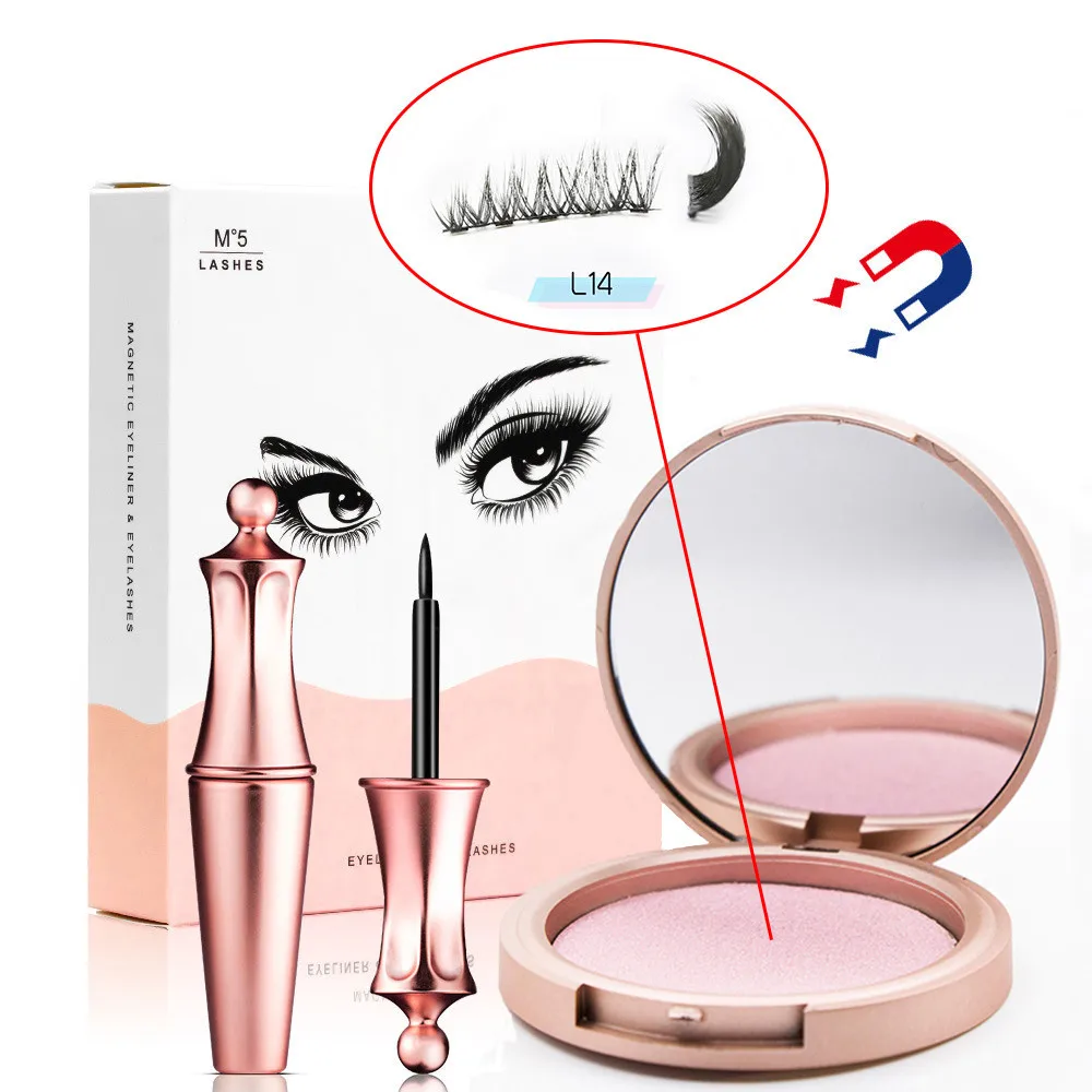 L14 Liquid Magnetic Eyeliner Set And Magnetic False Eyelashes Tweezer Magnetic Eyeliner Waterproof Long Lasting Eyeliner Eyelashes - Цвет: L14
