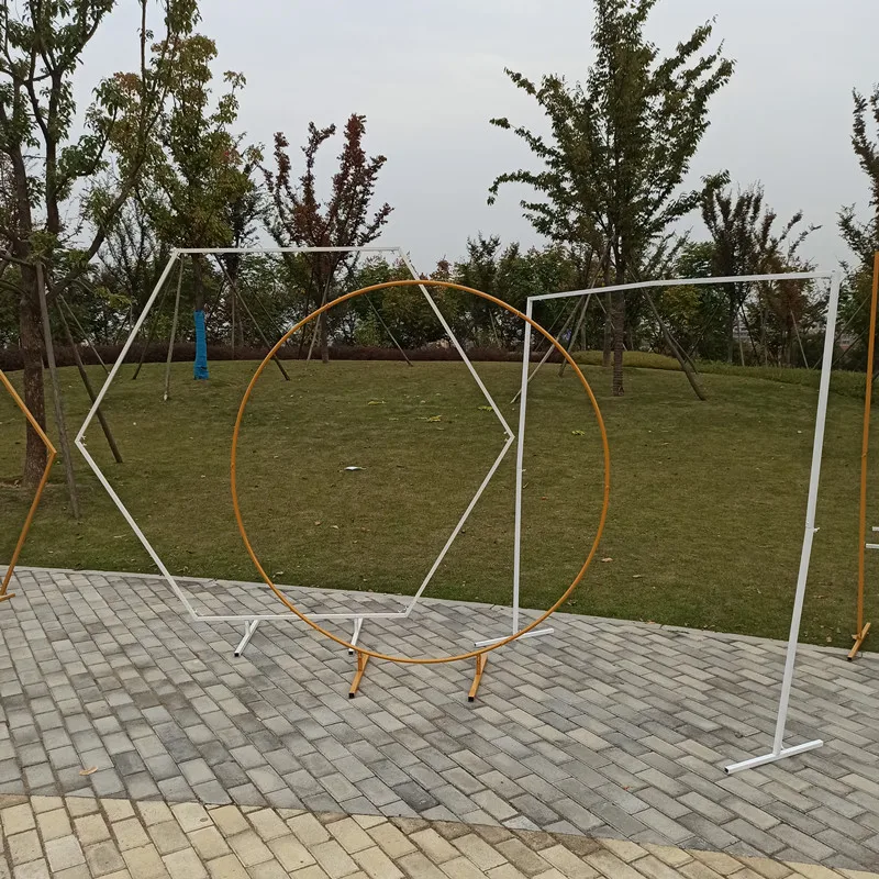 Купить Свадебная АРКА железная круглая рамка свадебный фон для сцены кованая декоративная подставка для цветов Шестигранная Арка полка Свадебный...