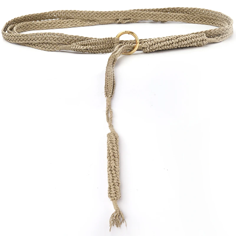 Designer Luxury Brand Hand-woven Straw Rope Long Belts for Women Coats Dress Waist Chain Ceinture Femme Aesthetic Accessories