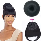 Синтетический Поддельные пучок волос с Bang комплект Термостойкое волокно шиньоны шиньон-хвост парик для Для женщин (Реми), накладные волосы на застежке