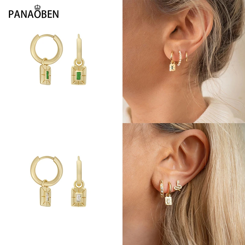 

Серьги-кольца в виде колец PANAOBEN женские, необычные украшения в виде геометрических фигур с креативной серебряной рамкой, украшение для хрящ...