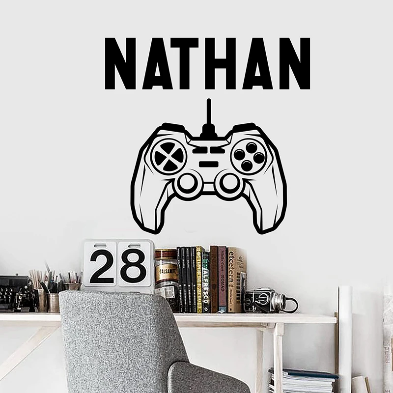 

Boy wall decal personalized gamer name decal controller video game decal customized name sticker teen computer games C5064