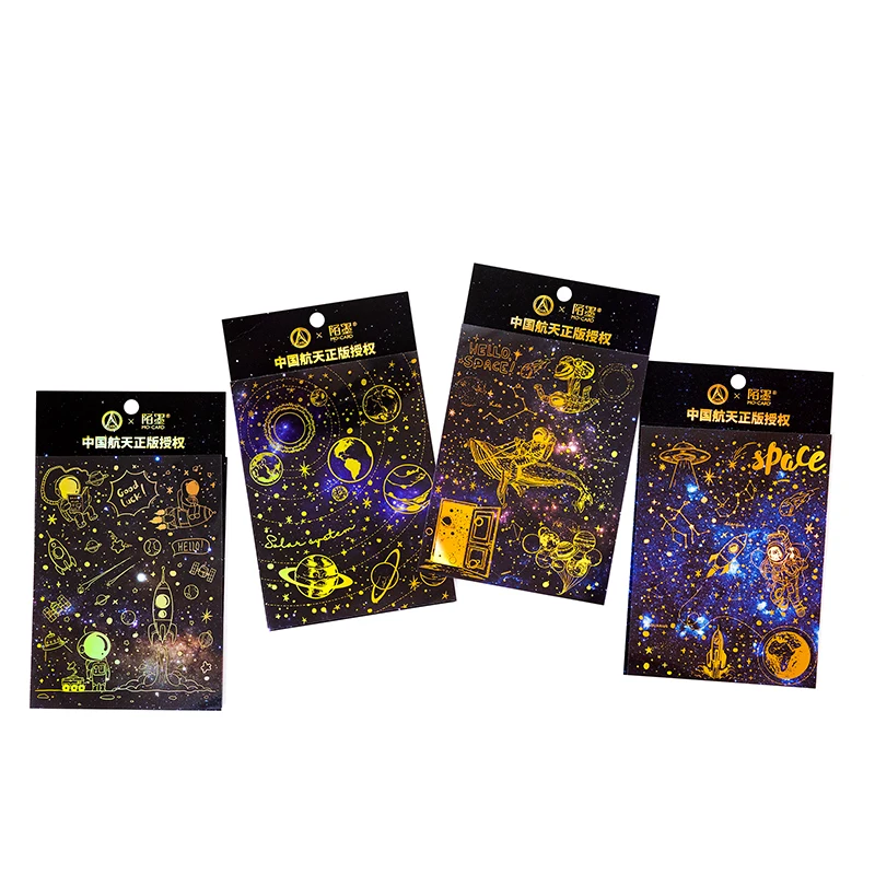 

2pcs Galaxy universe bronzing creative hand account DIY decorative collage material aesthetics diary stationery stickers