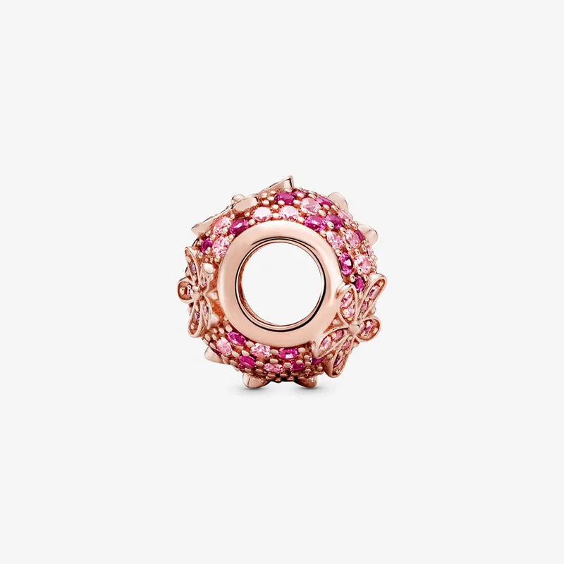 FashionNew серебряные бусины 925 пробы розовый проложить Дейзи цветок очаровательные