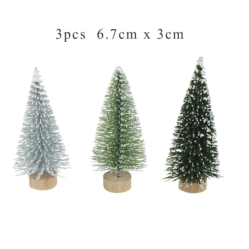 3pcs S 1/3/5/10 шт DIY Рождественская елка небольшой сосна мини-деревья, помещен на рабочем столе домашний Декор Рождество Кукольный дом Декор подарки для детей - Цвет: 3pcs S
