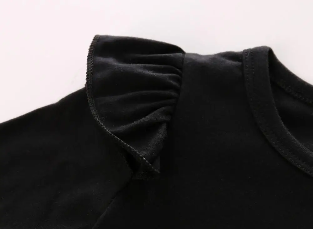 Infant baby girl clothes sets newborn cotton clothing long-sleeved black pure color t-shirt+pants infant 2PCS suits | Детская одежда и