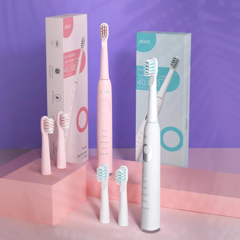 Seago Sonic Rechargeable Electric Toothbrush Super Power 5 Modes for Adult Dental Clean 30s Reminder Soft Dupont Bristle Brush | Бытовая