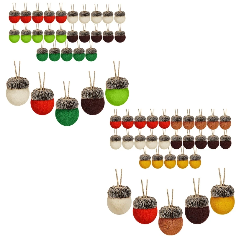 

30Pcs Christmas Felt Acorn Ornaments Faux Wool Hanging Balls Pine Cone Rustic Farmhouse Decor with Rope DIY Crafts for Xmas Tree