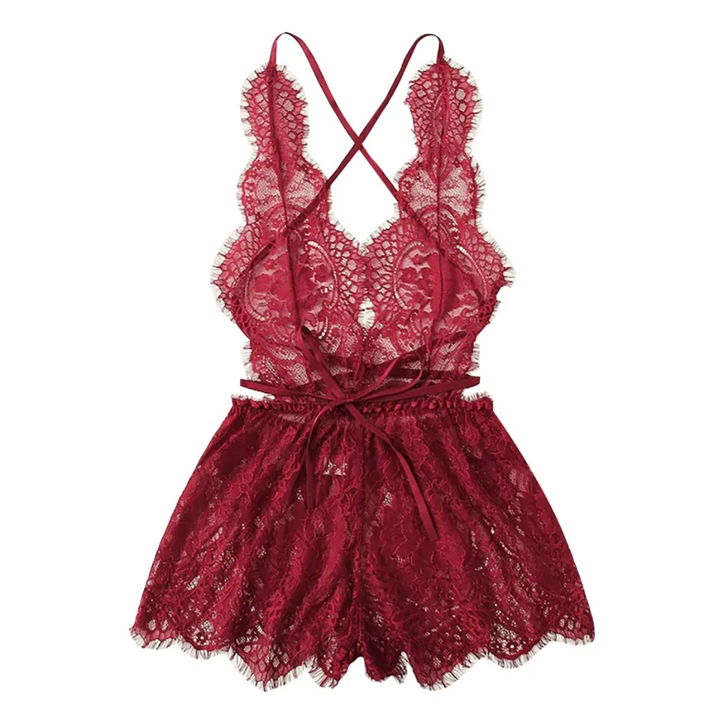 YOUYEDIAN женский цельный пижамный комплект сексуальное кружевное белье с глубоким